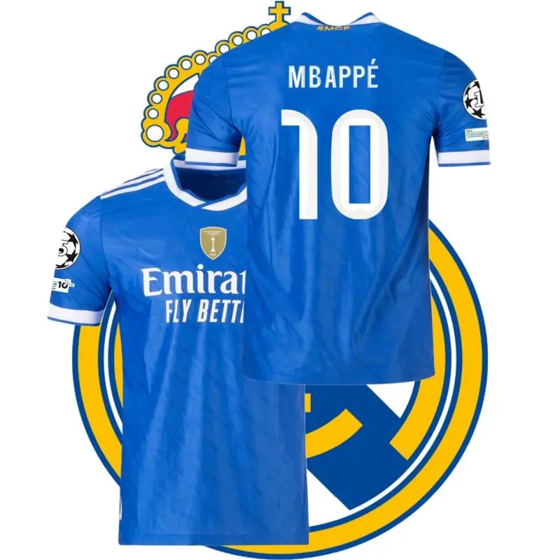 Mbappé #10 Fan Edition Adult 2025-26 Home Kit Short-Sleeve Breathable Quick-Dry Soccer Jersey La Liga (Champions League Armband)