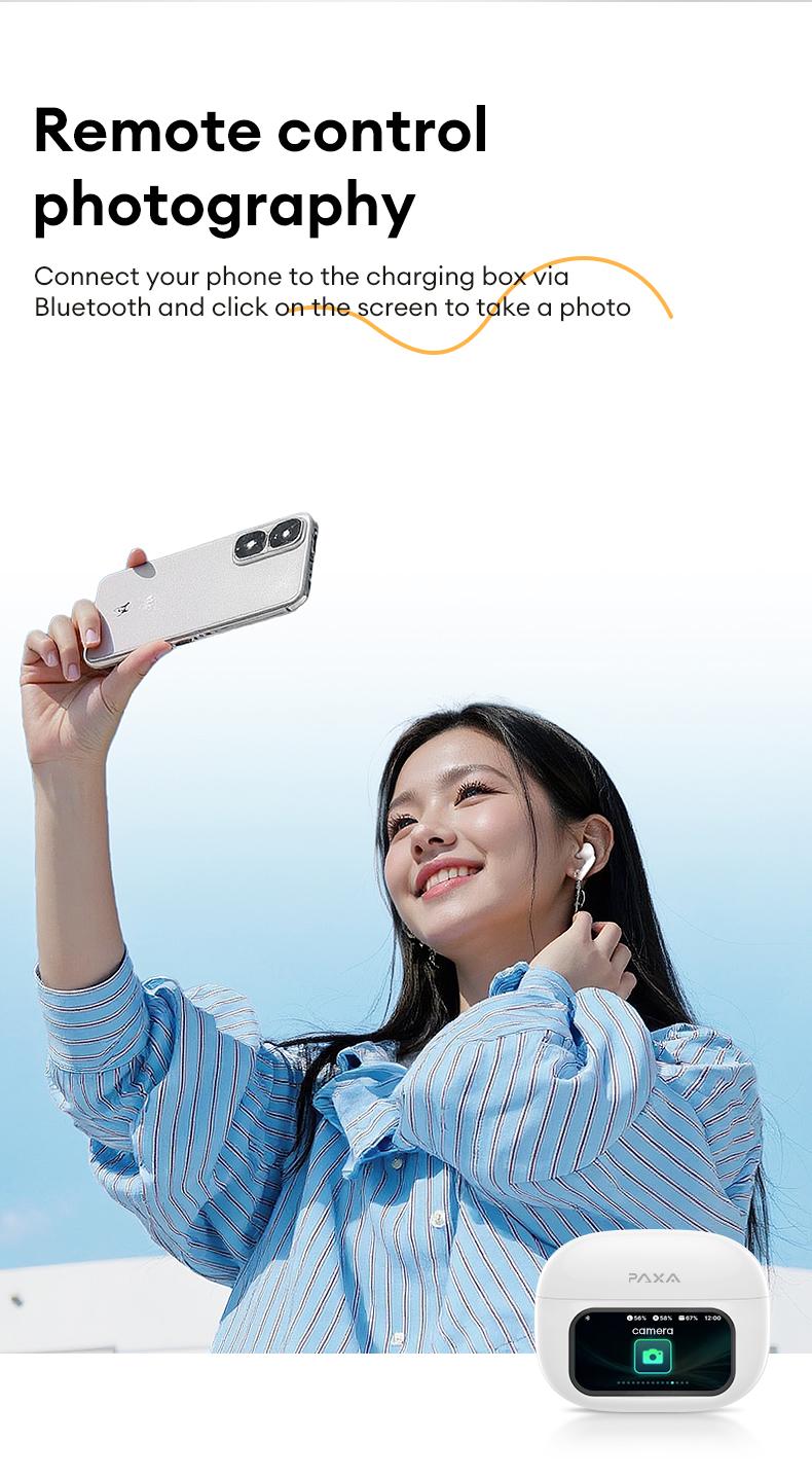 PAXA AIFriend Pro Intelligent Earphone with Full Color Touch Charging Case, Robust Bass Stereo Audio Headset, IPX5 Waterproof & Anti-lost Search Function Earbuds