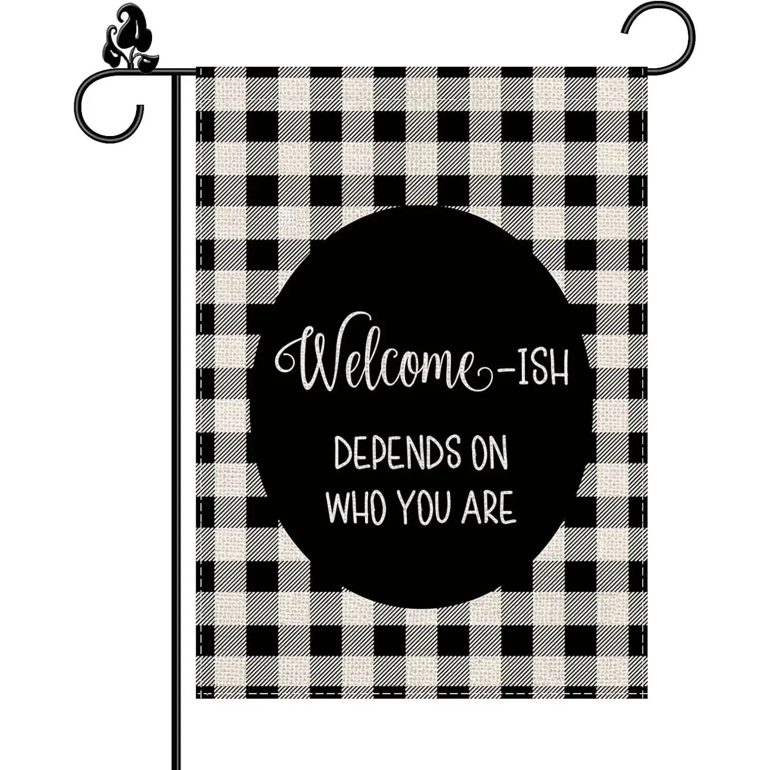 Interesting Garden Flag Hanging Vertical Welcome Depends on Who You Are Flag Outdoor Decoration Double-sided Home Farmhouse Decoration 12 X 18 Inches
