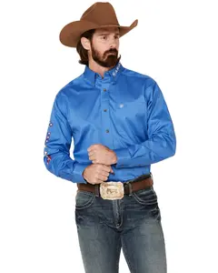 Ariat Men's Men'S Blue Team Logo Button Long Sleeve Western Shirt - 10036179