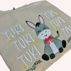 Mi Burrito Sabanero Tuki Tuki Tuki Inspired Christmas Embroidered Sweatshirt, Embroidered Sweatshirt Crewneck Streetwear Womenswear - 100% Cotton - Pullover