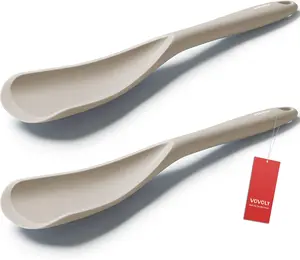 2PCS Silicone Cooking Spoons – Seamless Nonstick Kitchen Spoons for Mixing, Scooping & Scraping