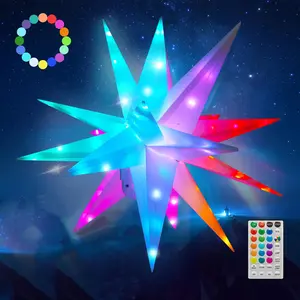 Christmas Star Tree Topper Moravian Star Light,RGB Color Change Christmas Tree Light Up Star,RGB Remote Control Star Lights,Indoor and Outdoor Hanging Xmas Bethlehem Star,Led Star Light