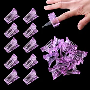 10 PCS Purple Nail Tips Clip, Polygel Nail Extension Clamps, UV LED Builder Clamps for Quick Building Polygel Nail Forms, DIY Manicure Nail Art Tool