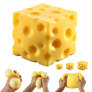2026 NEW Cheese Squishy Cube Block Squishy Fidget Toys for Adults & Teens  Easter Basket Stocking Stuffers Sensory Stress Ball Squeeze Toys for Stress Relief
