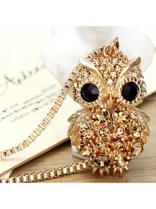 European and American retro full-diamond owl long women's sweater chain, a versatile and elegant animal necklace pendant design accessory