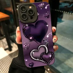 Heart Pattern Phone Case, Anti-drop Cellphone Protective Case, Shockproof Mobile Phone Cover,phone Case Suitable for Iphone 11/12/13/14/15/16/17 Pro Promax Plus Air and Samsung S22/S23/S24/S25 Plus Ultra Fe, Transparent, Smartphone