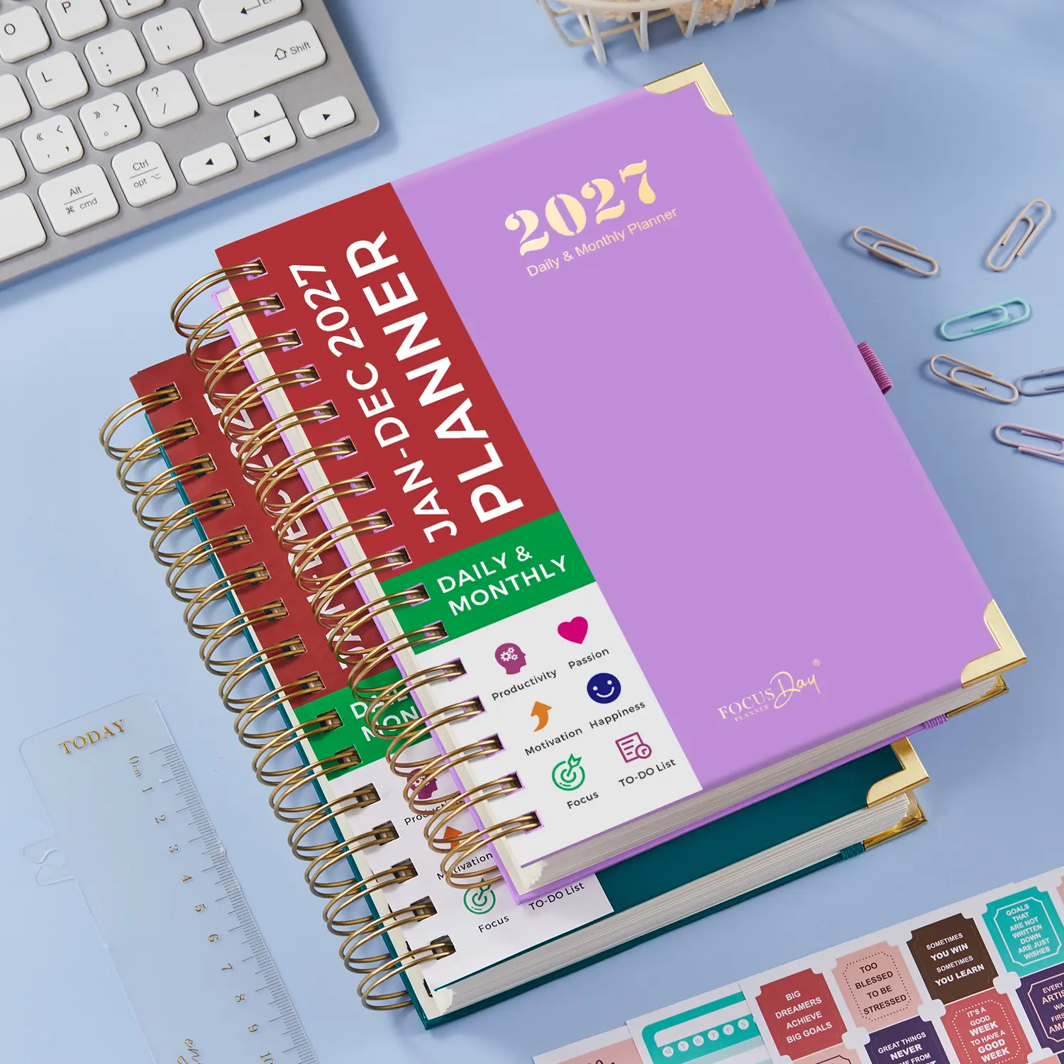 2027 Planner/Calendar, Daily and Monthly Planner (Jan 2027 - Dec 2027), with Hourly Schedule, Monthly Tabs, Ruler, 4 Planning Stickers, Daily Agenda Book for Office School Supplies, 6.5" X 8.4"