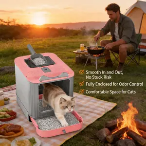 Foldable Enclosed Cat Litter Box with Drawer | 3 Modes, Anti-Splash & Odor Control, Easy Clean for Indoor Cats CatLitterBox  Space Saving Foldable Cat Litter Box, Front/Top Entry, Leak-Proof, Includes Scoop
