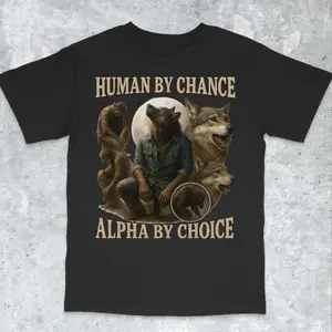 Human By Chance Alpha By Choice, werewolf memes, funny cringe shirt, funny meme shirt, meme shirt, offensive meme shirt, Gen Z Shirt