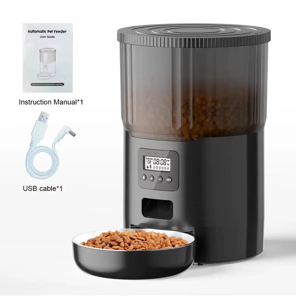 Automatic Pet Feeder Cat Feeder with Timing Quantitative Voice Food Dispenser for Cats Dogs Rabbit Remote Control Auto Feeder