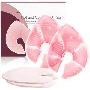 2 Pack Larger Breast Therapy Packs, Hot and Cold Breast Pads with 2 Soft Covers, Breastfeeding Essentials, Pink