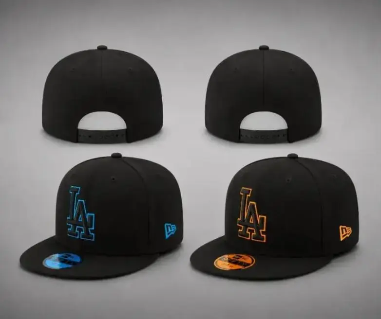 Black New Era MLB 59FIFTY Fitted Cap Inspired by NY Yankees and LA Dodgers Heritage | Premium 9FIFTY Snapback 9FORTY Adjustable Curved Brim Hat | Unisex Streetwear Gorras Sombreros