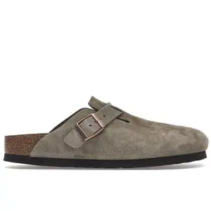 Birkenstock Men's Boston Soft Footbed Suede Taupe (Narrow Fit), from StockX