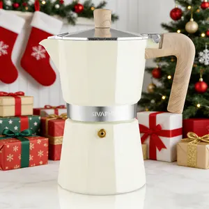 SIVAPHE Aluminum Moka Pot Percolator Espresso & Coffee Maker Portable Stovetop Italian Cuban Café Brewer for Home Camping White Maker Moka Pot Tea