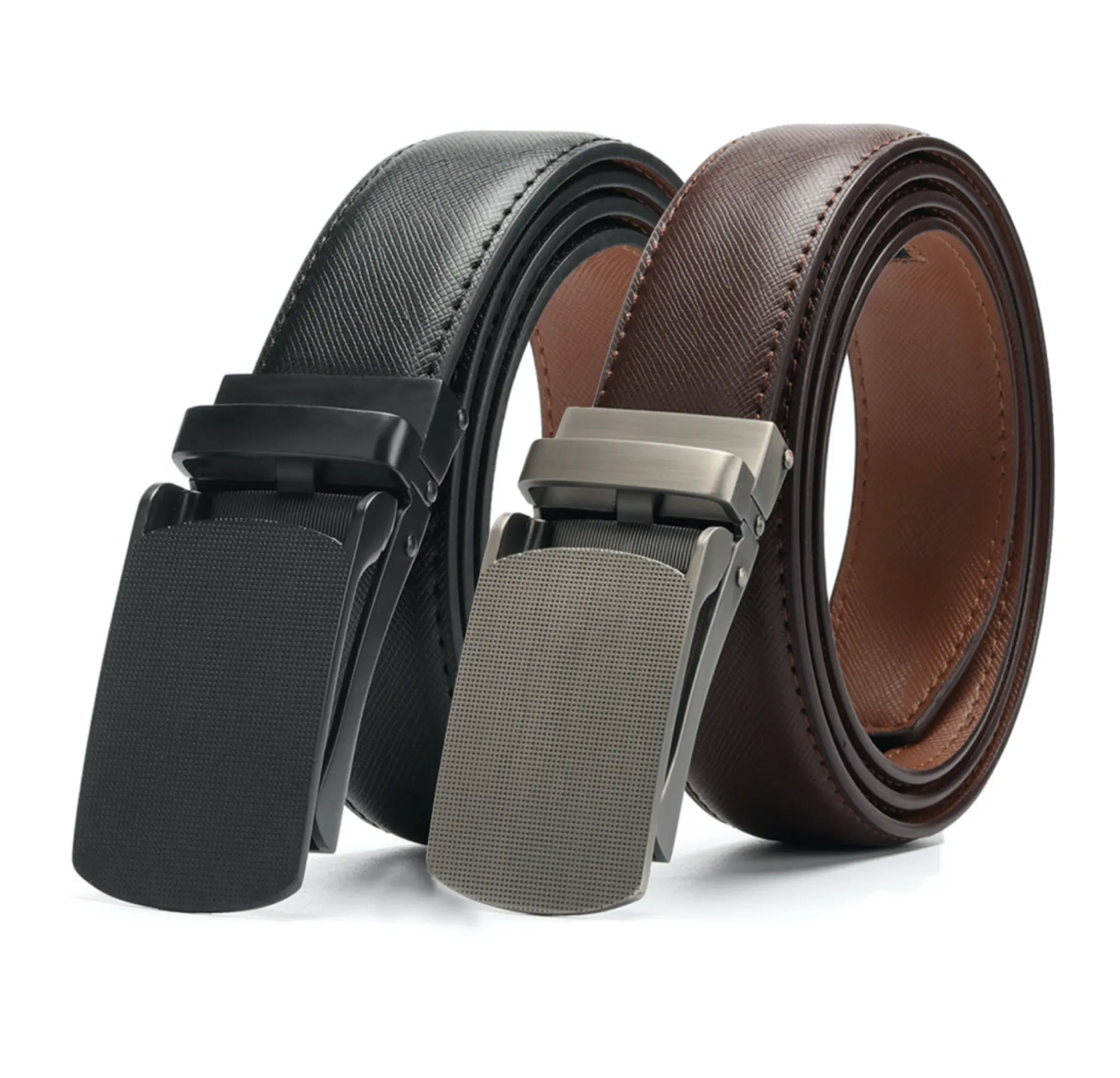 Men's Click Ratchet Belt Dress with Sliding Buckle Adjustable Trim to Exact Fit size 28"-43"
