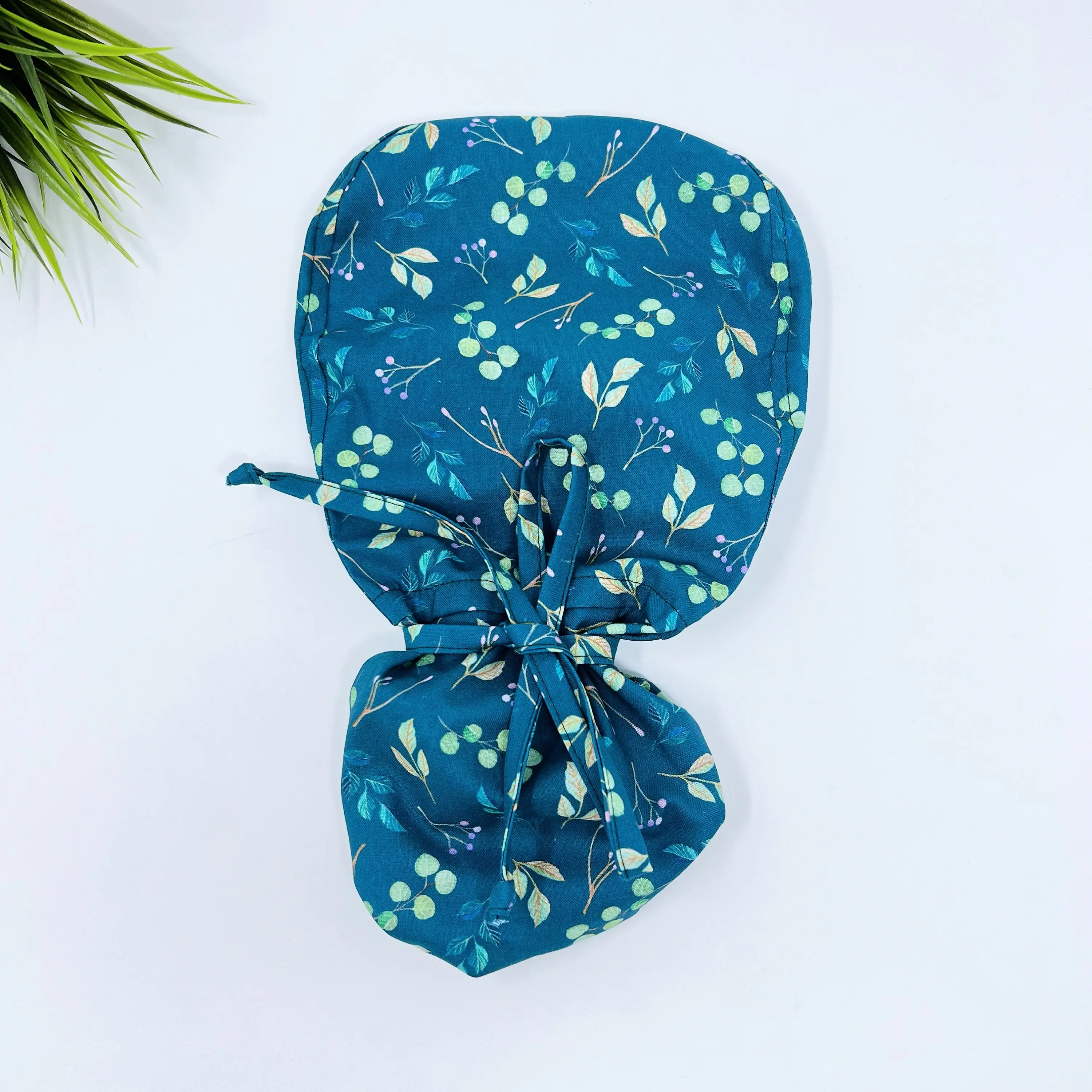 English Garden Ponytail scrub cap for women with satin lined option by Paradise Caps.