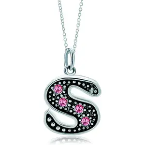 Pink Letter A-Z Alphabet Initial Charms Bead Necklace Pendant