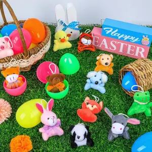 12 PCS Prefilled Easter Eggs Toys  and Stickers for Easter Egg Hunt plush bunny  Stress Relief Toys Easter bunny Birthday gift  fushigi ball Animal Plush Toys,toys of tiktok,toy gift,toys for toddlers,kid birthday,boy girl age,spring toys
