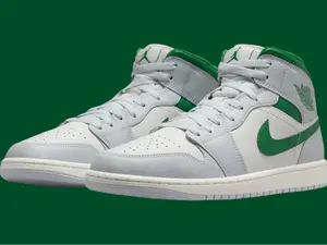 Nike Air Jordan 1 Mid Smoke Grey Lucky Green DQ8426-142 Men's Shoes NEW Athletic Sneakers