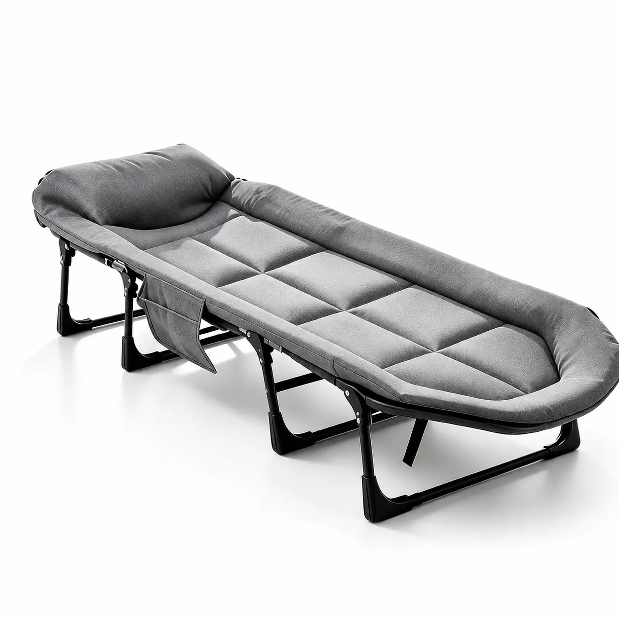 SummerVibes Single Size Rectangular Portable Folding Bed - 6-Position Adjustable, Sturdy Steel Frame, Soft Padded Mattress, Space-Saving, Easy to Carry for Napping, Overnight Guests