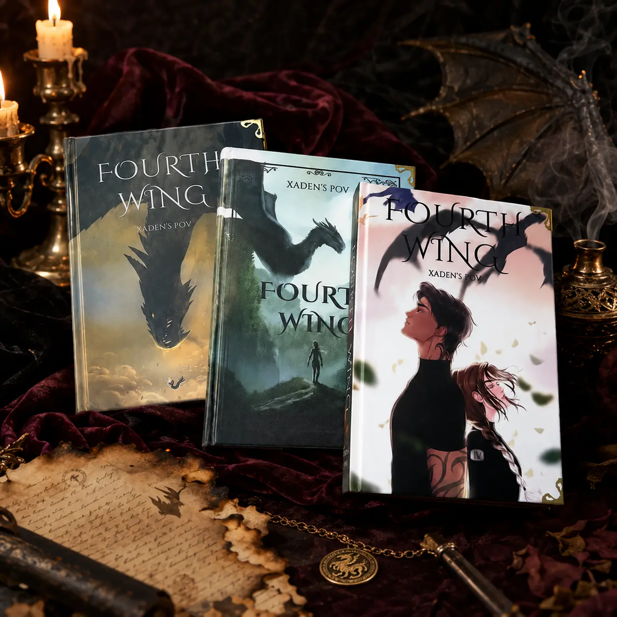 Fourth Wing Xaden’s POV Hardcover Book, Dragon Fantasy Romance Novel, Illustrated Gift for Adult Readers