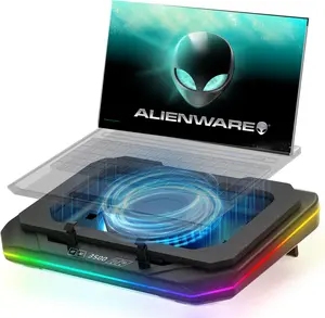 Laptop Cooling Pad Design for All Dell ALienware Gaming Laptop, Cooler with 4.72inch Turbo Fan, Dust Filters, Touch Control, RGB Light, 10-17.3inch Laptop Cooler with 3-Port USB Hub