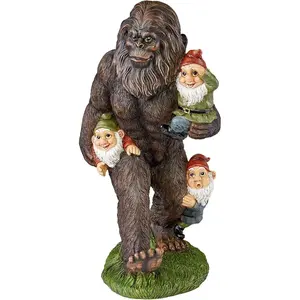Design Toscano Bigfoot Yeti & Garden Gnomes Indoor Outdoor Statue 8 Inch Tall Handcast Polyresin Full Color Finish Decor with UV Resistant Paint