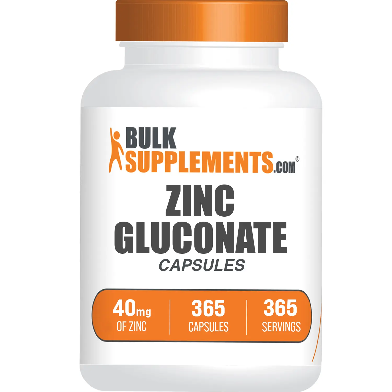 BulkSupplements - Zinc Gluconate Capsules - Immune - Eye Health - 365 Capsules - 40mg of Zinc per Serving