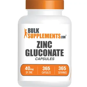 BulkSupplements - Zinc Gluconate Capsules - Immune - Eye Health - 365 Capsules - 40mg of Zinc per Serving