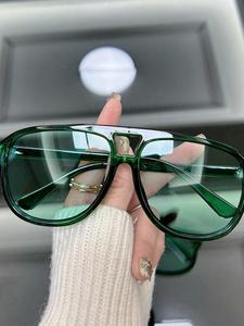 unisex simple style tinted lens aviator glasses, trendy casual frames glasses for everyday use, fashion modern accessories for outdoor activities