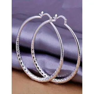 1Pair 925 Sterling Silver Large Twisted Earrings - Nickel/Copper Free, Women's Dainty Statement, Perfect For Weddings & Daily Wear