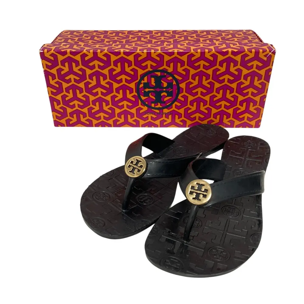 Pre-owned Tory Burch Rubber Small Leather Goods JELLY THORA Sandals
