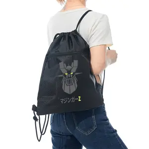 Robot Head Print Drawstring Backpack Gym Bag for Travel Outdoor Sports School Students Fans Gift Anime Mecha Design Perfect Birthday Christmas Present for Teens Young Adults