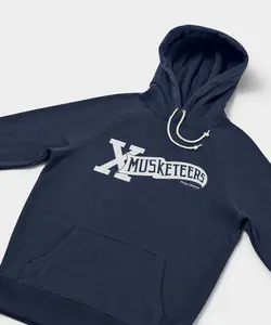 Retro Xavier Musketeeers Banner Hoodie, Game Day Ready Shirt, Gift for Fans, Trending Us Streetwear, Viral on Tiktok Menswear Long Sleeve Casual Pullover