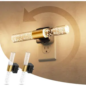 F-DLP19  Rotating Night Light, Night Lights Plug into Wall, Auto Light Sensor Nightlight Dimmable 100LM, 3000K Soft Light, LED Acrylic Bubble Nightlight Plug in for Bedroom Bathroom Hallway, 2 Pack