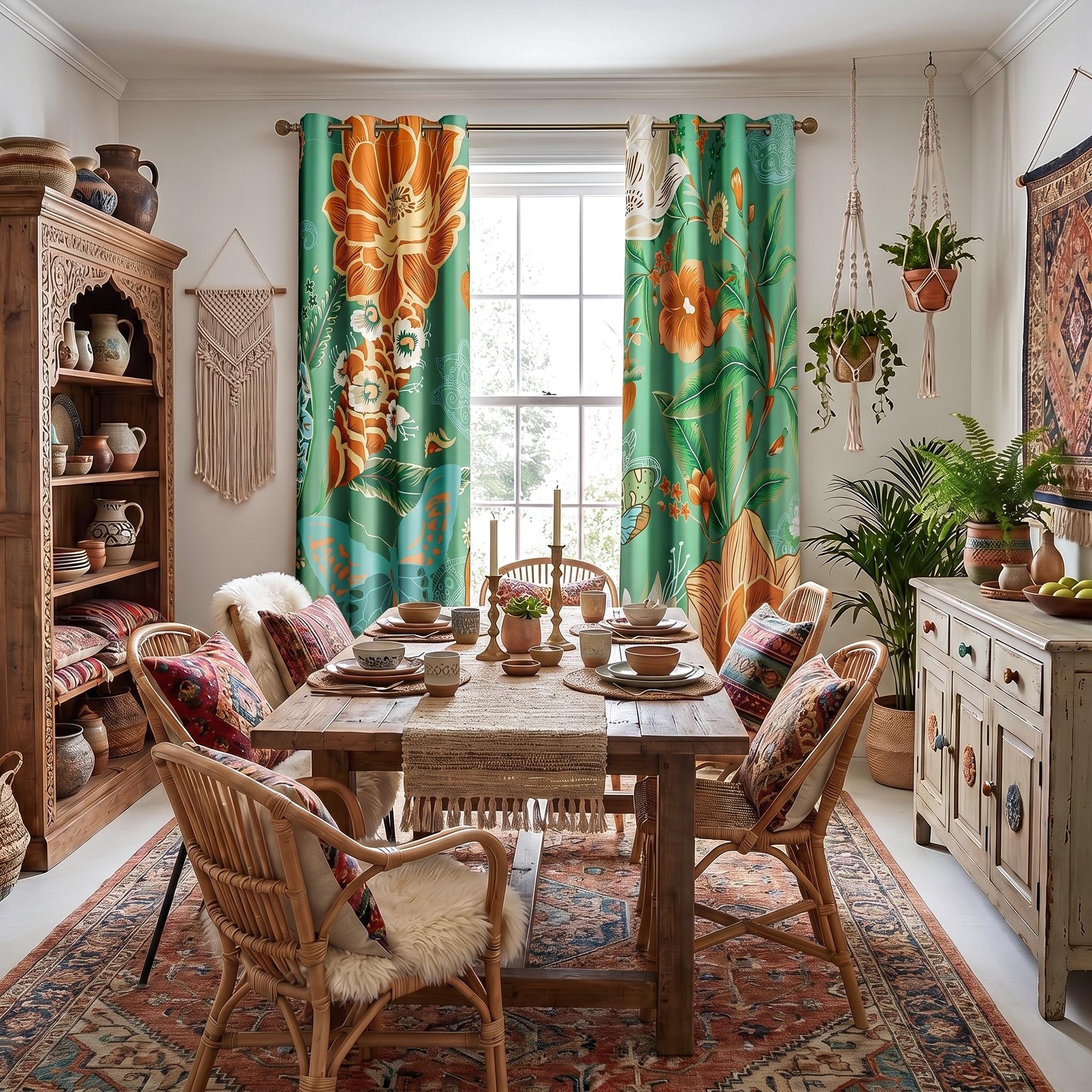 Tyrot Boho Floral 100% Blackout Privacy Grommet Curtains - 2 Panels, Mid-Century Patterned Colorful Drapes, Thermal Insulated Window Treatments, Funky Home Decor for Bedroom, Blackout Curtains, Curtains For Bedroom Tyrot Boho Floral 100% Blackout Privacy Grommet Curtains - 2 Panels, Mid-Century Patterned Colorful Drapes, Thermal Insulated Window Treatments, Funky Home Decor for Bedroom, Blackout Curtains, Curtains For Bedroom