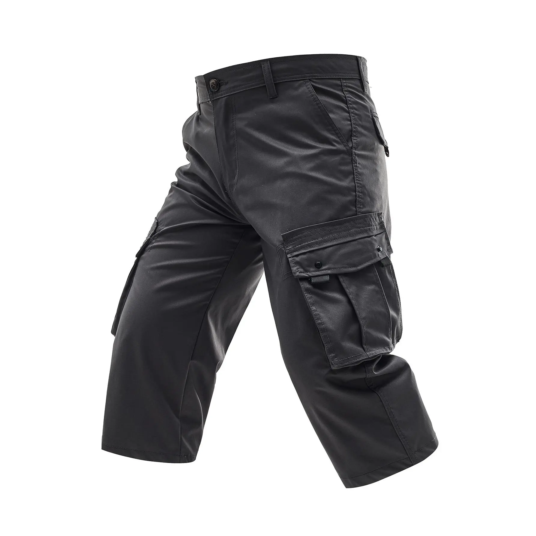 Men's outdoor multi-pocket tooling shorts elastic and comfortable fabric wear-resistant eight-point pants
