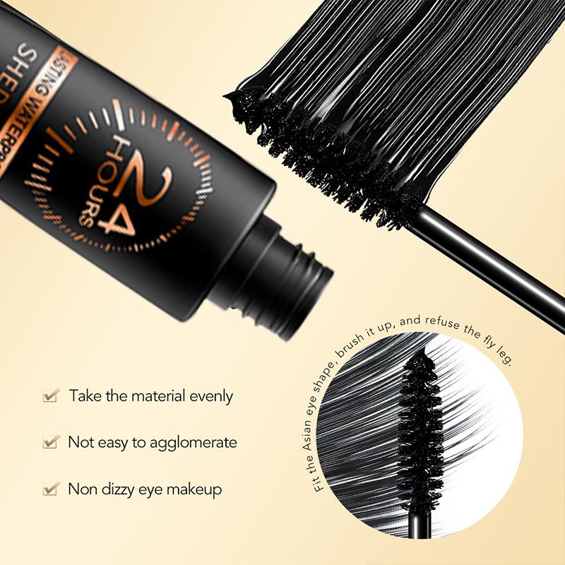 3PCS Shedoes 24-Hour Waterproof Mascara - 8D Lengthening & Volumizing, Smudge-Proof Black with Plant Squalane for All Light Beige Types, Ethically Made & Hypoallergenic, Mascara Waterproof with Plant Squalane