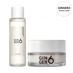 Ginger6 Reset Duo - Includes Ginger Shot Toner 5.07fl. oz. and Energizing Pepti Cream 1.69fl. oz., Revitalizing Skin Care, Brightening, with Ginger Water Extract
