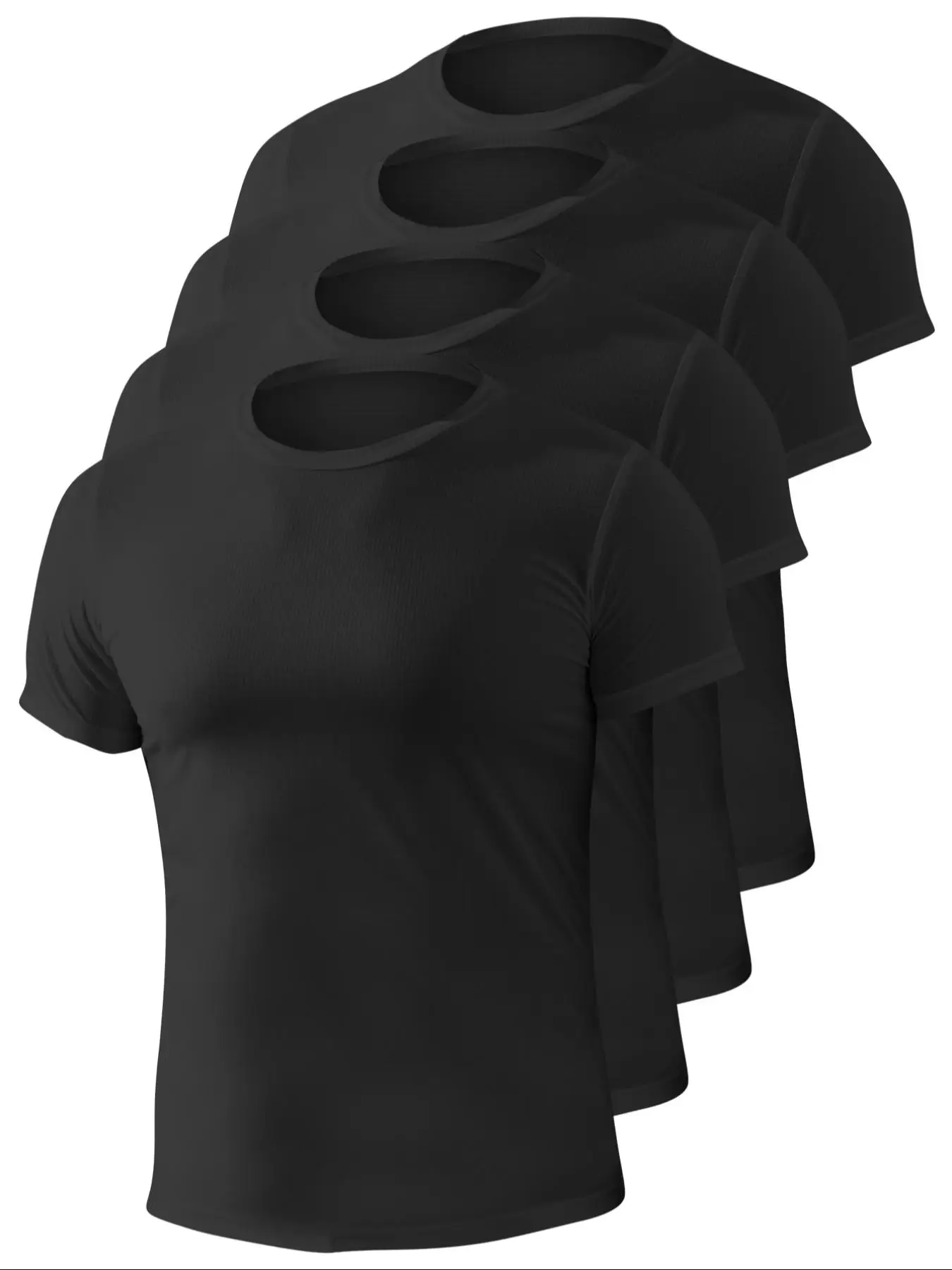 Men's Solid Round Neck Sports Gym Tee, Comfy Regular Fit Short Sleeve T-shirt for Fitness Running Cycling, Summer Clothes, Men Workout Clothes