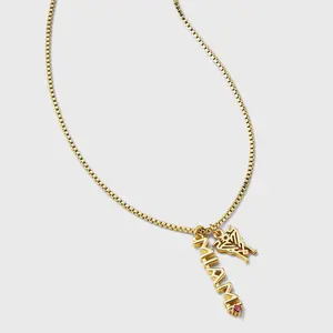 Bijoux Sport by Luv Aj MLS Gold Charm Necklace - Inter Miami CF: Brass Chain, Lobster Claw Clasp, 16" Length