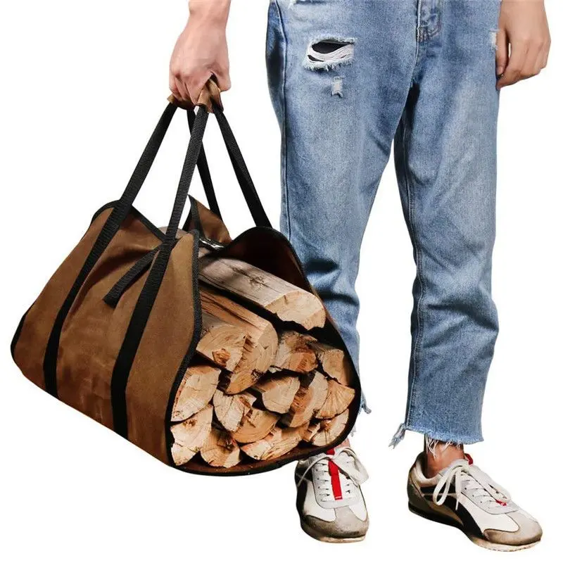 Outdoor firewood tote bag Multifunctional firewood firewood storage bag Portable Oxford cloth logging bag