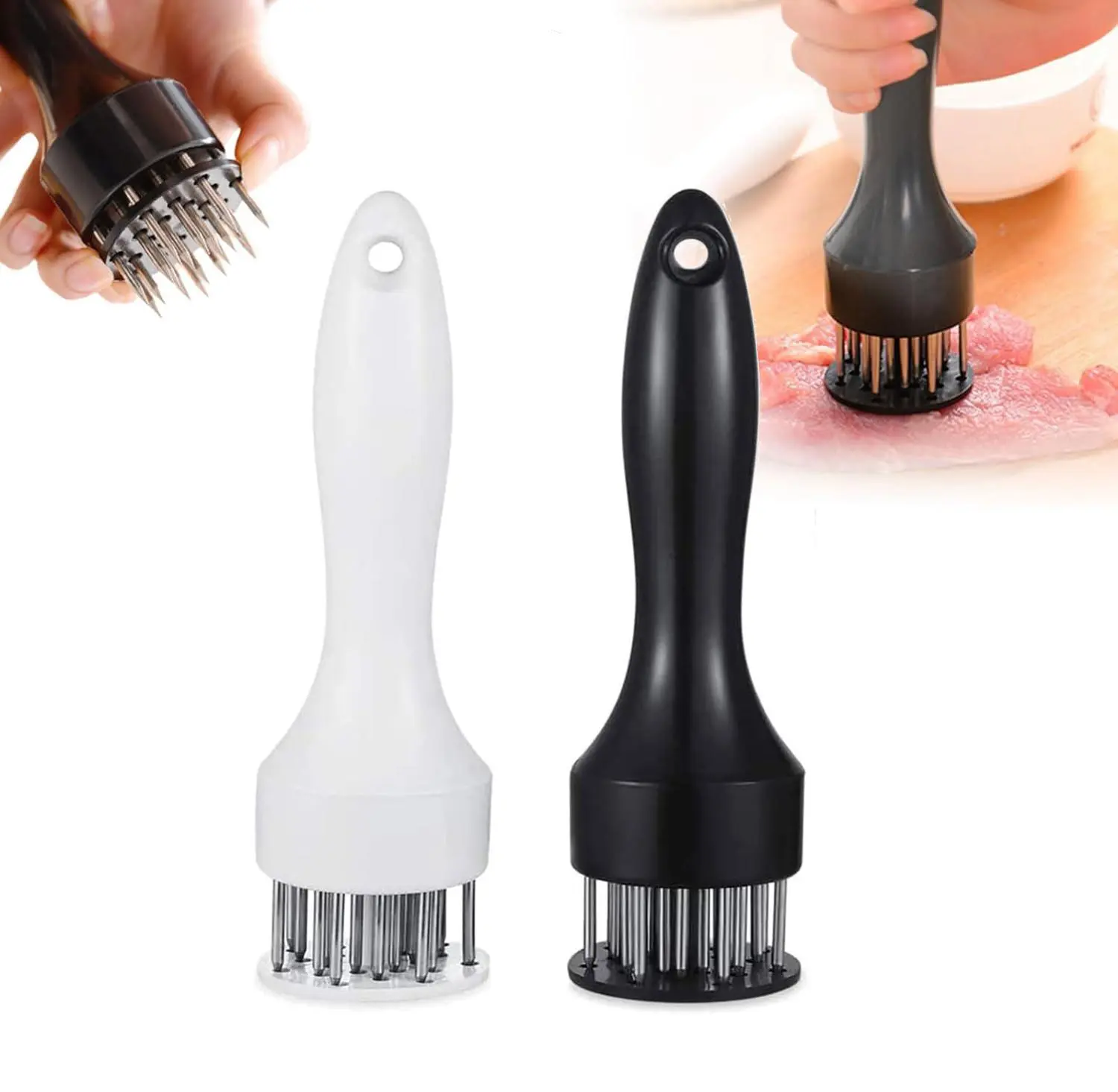 2-Pack Lightweight Meat Tenderizer Tool, Ultra Sharp Stainless Steel Needle Blades, Professional Kitchen Gadget Jacquard for BBQ Prep, Quick Absorb Marinade, Steak, Beef, Pork, Poultry, Fish