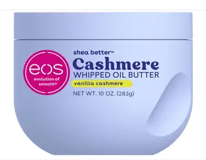 eos Cashmere Whipped Oil Body Butter, Vanilla Cashmere, 72 Hour Weightless Moisture For Dry Skin, Rich Formula and Deep Hydration, 10 oz