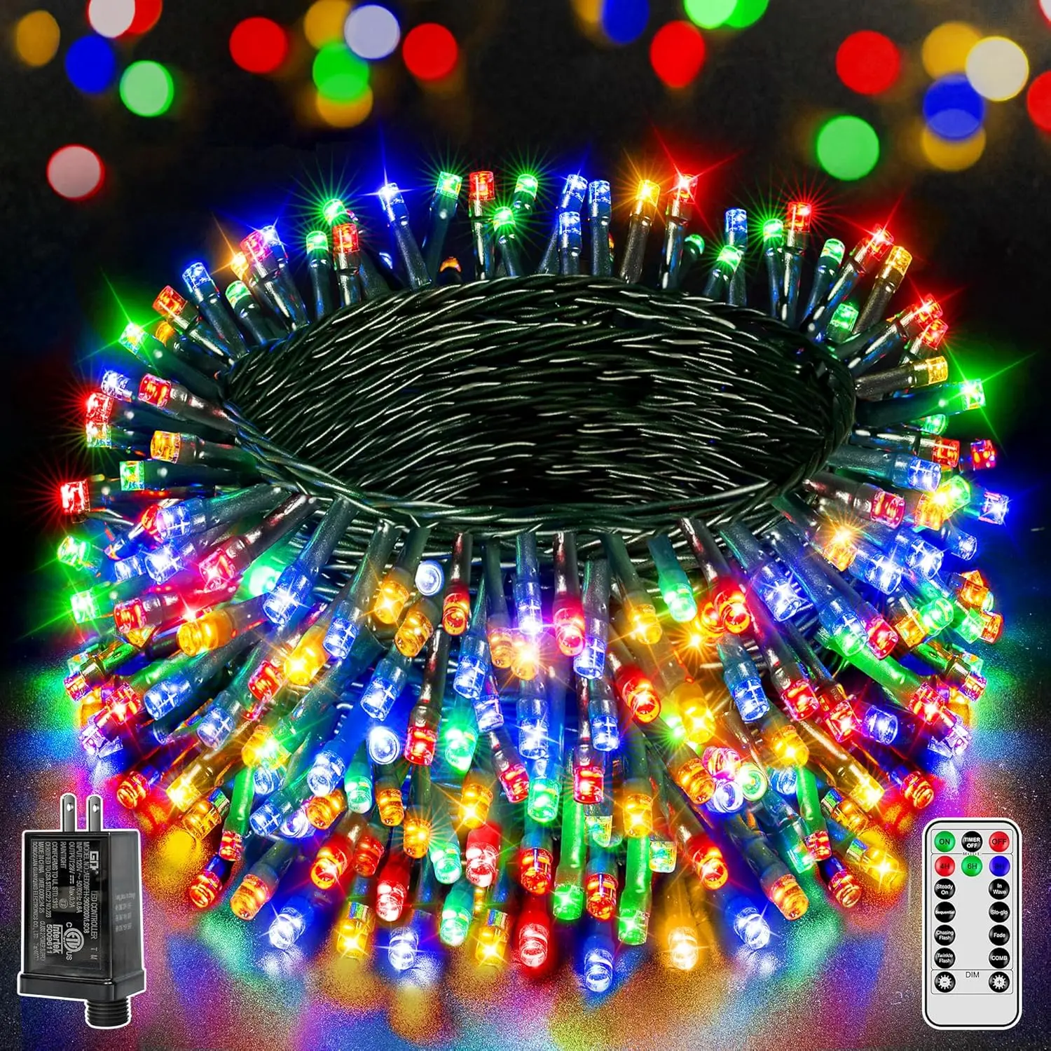 BrightChristmas 500 LED 164 FT Christmas Lights, Waterproof Outdoor String Lights with Remote and Timer, Christmas Tree Lights with 8 Modes Dimmable, Fairy Lights for Holiday Decor (Multicolor)