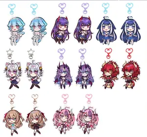 Vtubers Numi Bao Shylily CottontailVA Filian Zentreya Ironmouse Neuro Double-sided Keychain Chibi Character Charms