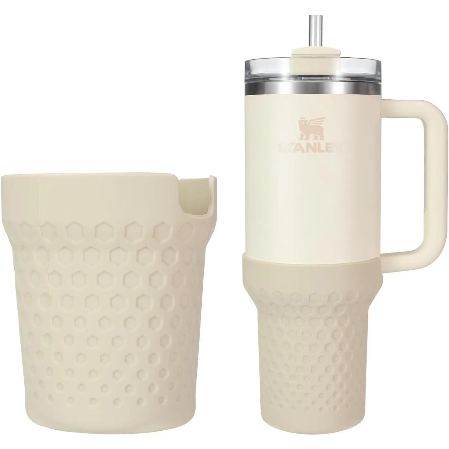 Boot for  Cup 30oz / 20oz Quencher, Cream Boot Sleeve Cover Fit with  H2.0 and Quencher Adventure Tumbler Accessories (30 oz & 20 oz, Cream)