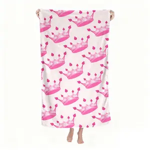 Pink Girly Princess Royalty Crown Inspired Beach Towels, Beach Towels, Suitable for Seaside Beach, Swimming Pool, Bathroom, Camping Trips, Yoga Fitness Multipurpose Beach Towels, Christmas Gifts, New Year's Gifts, Super Absorbent Towel