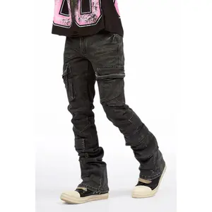 Titan Foil Stacked Flare Jean